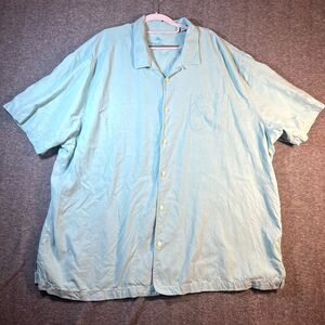 Tommy Bahama Men's Short Sleeve Button Down Light Blue, 3XL 100% Silk